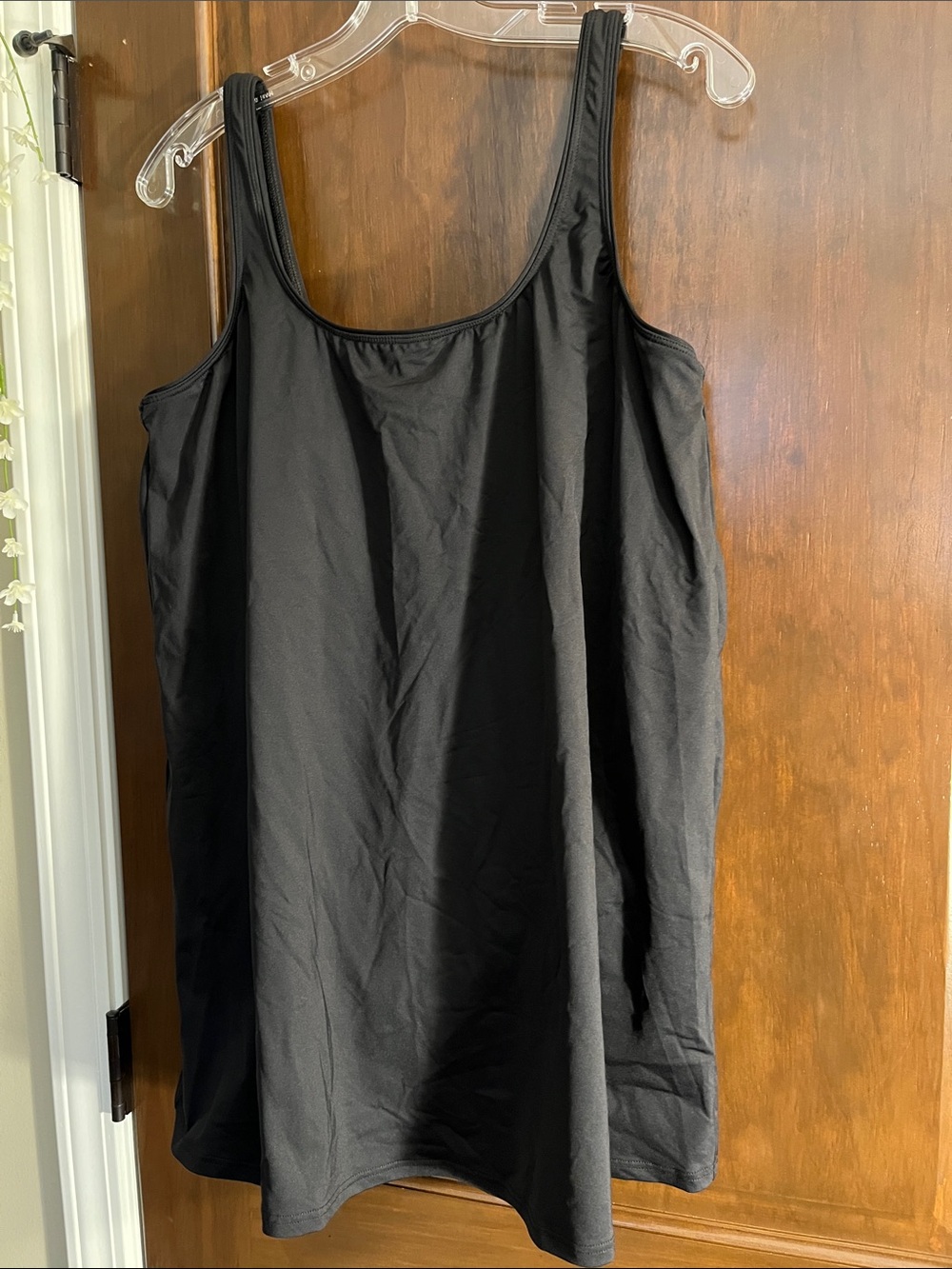 Lands' End Black Scoop Neck One-Piece Swim Tank NWOT